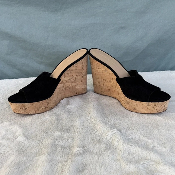 Veronica Beard Shoes - EUC Veronica Beard Womens Dali Suede & Cork Wedge Platform Sandals Black Sz 9.5